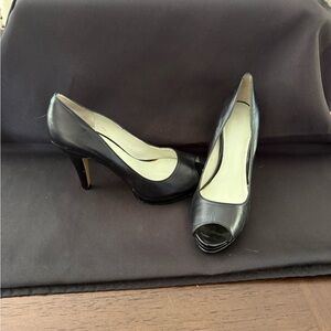 Nine West Black Patent Peep-Toe Heels